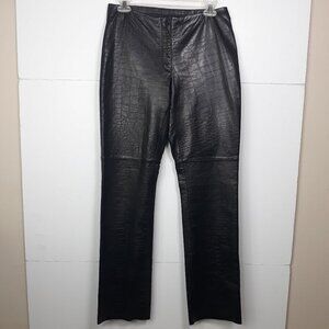 Bebe Leather Alligator Print Straight Leg Trouser Pants 6 Festival Punk Grunge